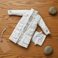 1/6 Scale Jacket Set Quilted Miniature Puffer Jacket Action Figure Long Coat Detachable High Collar Miniature Figure Coat