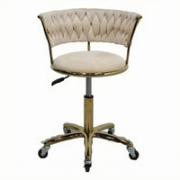 Tufted Swivel Chair Padded Seating Curved Backrest