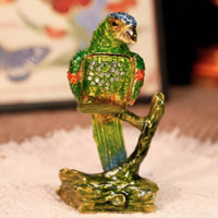 Parrot Jewelry Box Presentable Enamel Avian Trinket Box Collectible Art Piece Home Decor for Living Room
