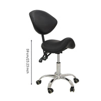 Height-Adjustable Saddle Chair Contoured Rolling Saddle Chair Padded Seat Seating Furniture