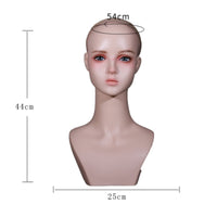 Hairpiece Display Head Molded Neckline Hairpiece Head Bust Ear Holes Synthetic Female Bust for Cosplayers