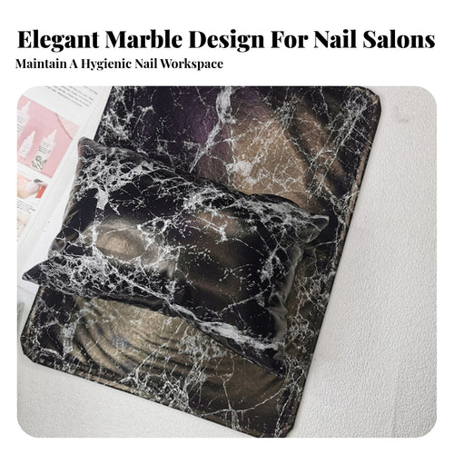 2 Pieces Soft & Comfortable Marble Pattern Nail Cushion Set Washable Manicure Hand Pillow Easy to Clean for Beauty Students, Home Use, Spa