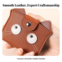 PU Leather Cat Coin Purse Compact Size Kitty Card Wallet Portable for Women, Students, Daily Use, Shopping, Handbag Organization
