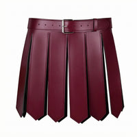 PU Leather Gladiator Kilt Stitched Edging Faux Leather Armor Skirt Metal Buckle