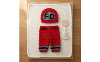 Newborn Firefighter Photo Prop Set Soft Yarn Crochet Firefighter Costume Adorable Design Infant Fireman Uniform Set for Newborns, Milestone Photos