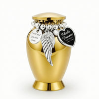 Keepsake Urn with Photo Pendant Personalized Ash Holder Polished for Office Desk