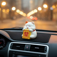 Cute Creature Design Fortunate Cat Figurine Compact Size Fortunate Cat Ornament Exquisite Craftsmanship for Business Owners, Drivers