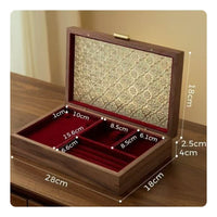 Wooden Jewelry Box Brass Latch Trinket Chest Divided Sections