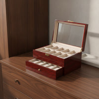 Watch Box with Drawer Padded Watch Display Case Shielded Organizer for Dresser