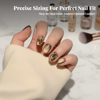 Feline Gaze Short Square Press On Nails, Gold Brown
