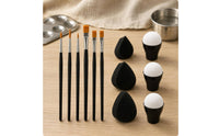12 Pieces Paint Brushes and Sponges Set Orange Bristles Face Painting Tool Set Detail Artwork Supplies