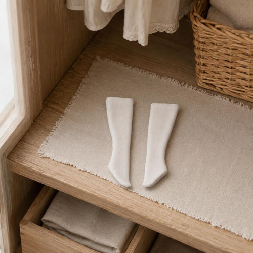 White Doll Socks Plain Miniature Clothing Straight Cuff