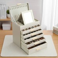 6-Layer Jewelry Box Sturdy Construction Multi-Layer Accessory Holder for Women