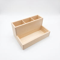 Wood Desktop Organizer Slanted Design Desk Storage Non Slip Pads