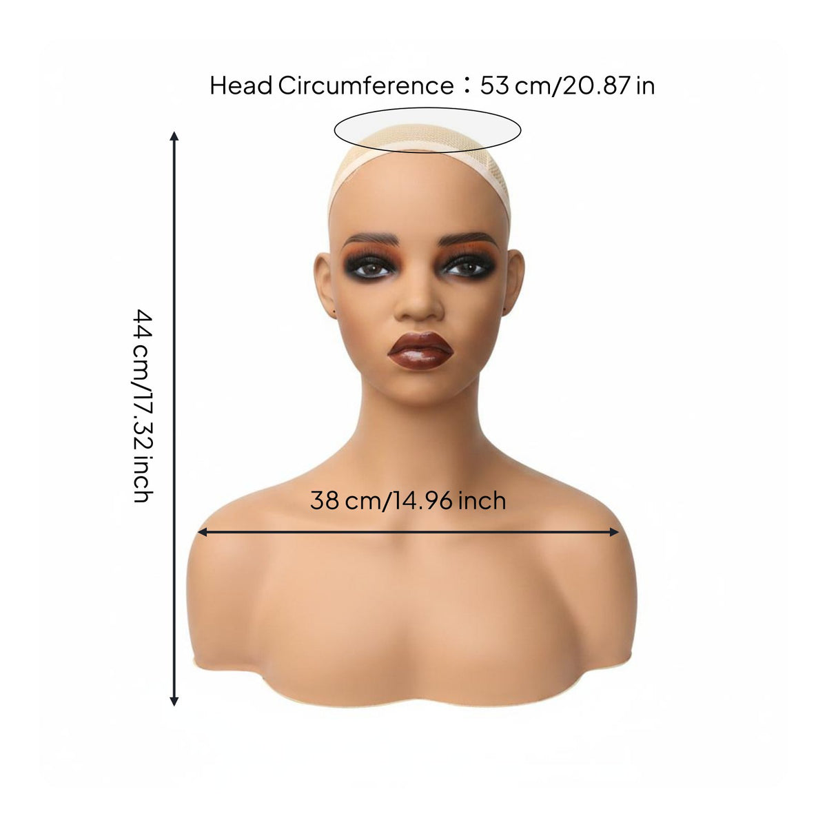 Shoulder Mannequin Bust PVC Realistic Head Bust for Salon Stylists
