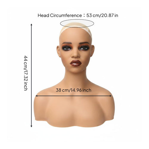 Shoulder Mannequin Bust PVC Realistic Head Bust for Salon Stylists