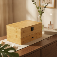 Two-Tier Jewelry Box Divided Compartments Storage Item Hinged Lid