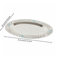 Decorative Serving Tray Gem Accents Decorative Oval Serving Tray Mirror Polished Fruit Platter