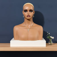 Mannequin Head with Shoulders Countertop Female Display Bust Long-Lasting