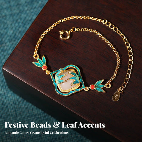 Chinese Design Bamboo Bracelet Adjustable Length Imitation Jade Enamel Bracelet