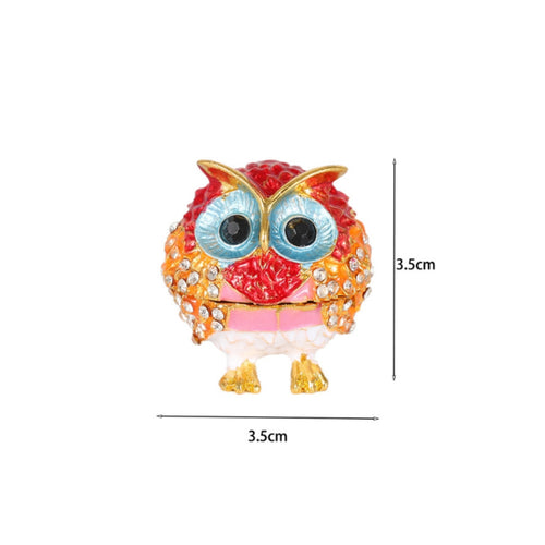 Owl Figurine Trinket Box Faceted Owl Trinket Box Textured Finish