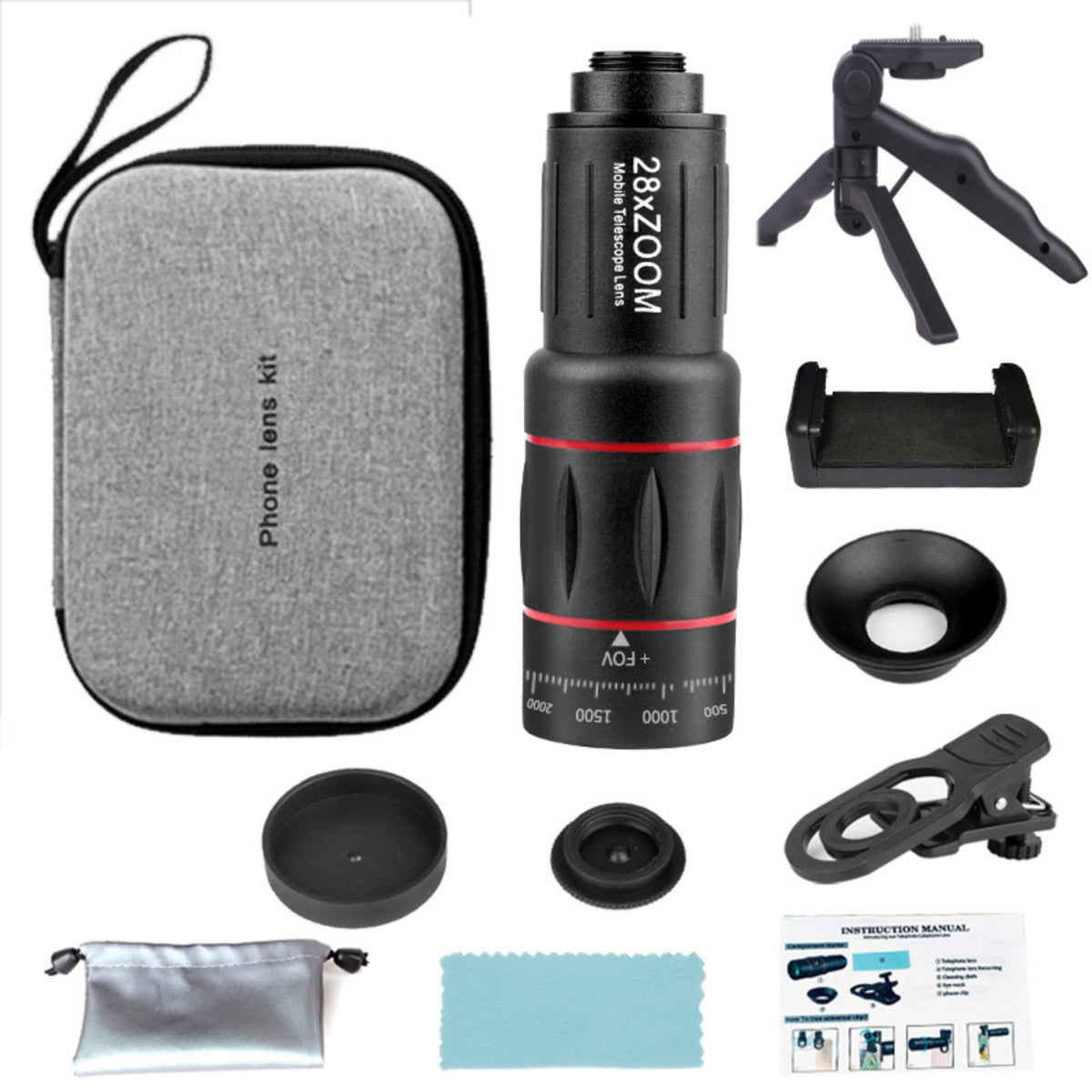 Phone Telephoto Lens Kit Black Mobile Accessory Portable