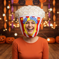 Popcorn Costume Headpiece Funny Design Popcorn Bucket Hat Carnival Style Novelty Headwear for Party, Performance