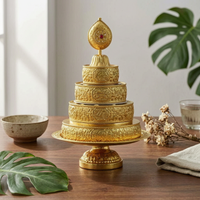 Tibetan Mandala Plate High Quality Alloy Mandala Offering Set Tiered Offering Tray Elegant Craftsmanship Religious Item