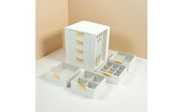 Rotating Jewelry Box Multiple-Drawer Jewelry Storage Box with Hooks Compact Organizer for Dresser, Bedroom