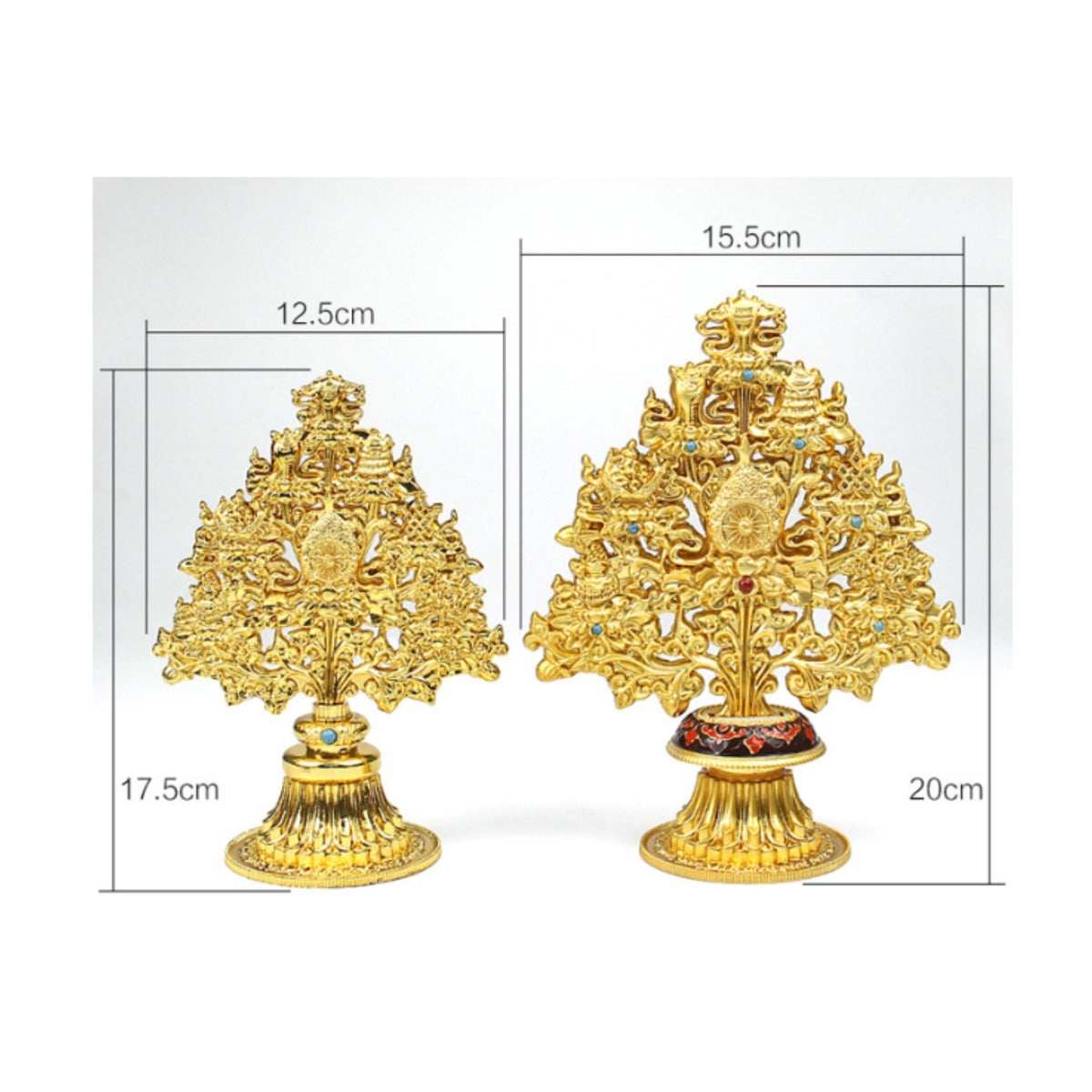 Auspicious Tree Ornament Gold-Tone Openwork Floral Tree Scroll-Like