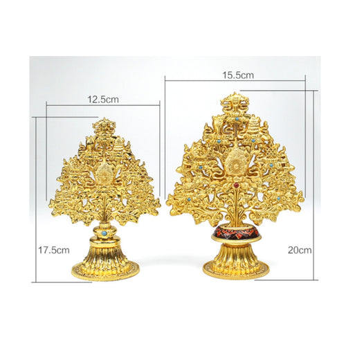 Auspicious Tree Ornament Gold-Tone Openwork Floral Tree Scroll-Like