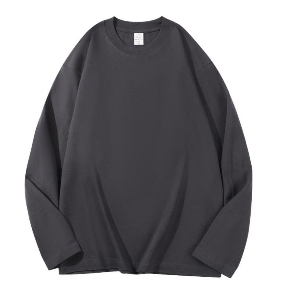 Plain Round Neck Long Sleeve T-Shirt, Heavyweight Combed, Autumn, Bulk