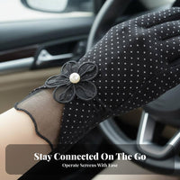 Protection Gloves Breathable Lace Trim Sun Gloves Elegant Design Stretchable for Outdoor Aficionados, Cycling, Outdoors
