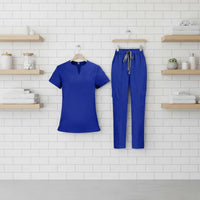 Quick-Dry V-Neck Scrub Top and Pants Thin Material Doctor Attire Set Stackable Layer Wear V Neck Scrub Top Plus Size for Nurses, Doctors, Hospital, Medical Facility