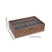 Wooden Watch Box Compartmented Watch Display Box Metal Latch