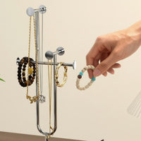 Necklace Holder with Tray Carbon Steel Frame Jewelry Tree Stand Accessible
