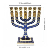 7 Branch Menorah Alloy Cast Jewish Menorah Metal for Holiday Celebration, Jews