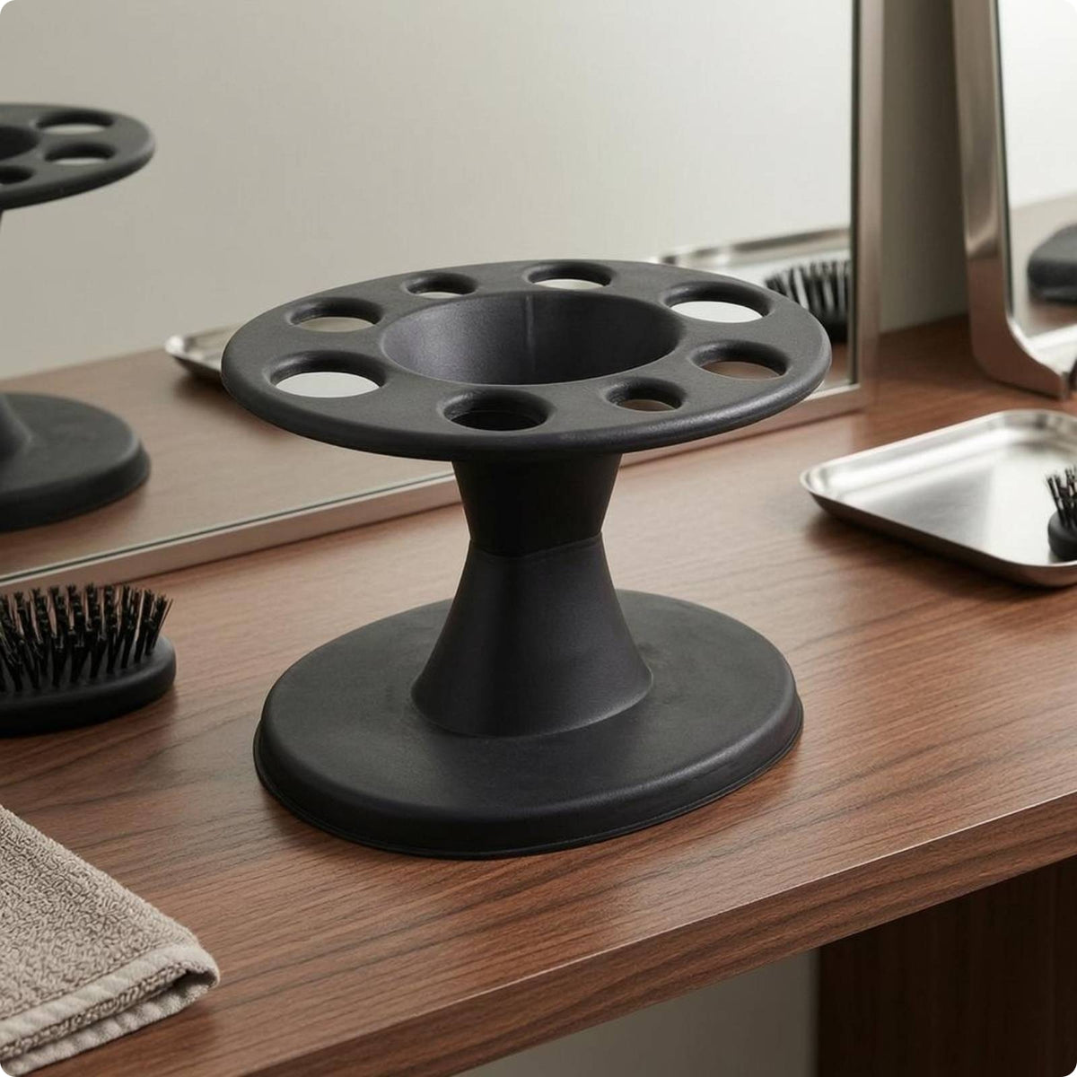 Salon Hair Tool Rack Stable Support Round Tray Tool Holder Space-Saving