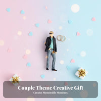 2 Pieces 1:64 Scale Couple Figurine Creative Gift 1:64 Miniature Scale People Figure Miniature Man and Female Model Collectible