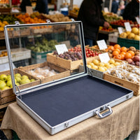 Aluminum Card Case Clear Acrylic Top Jewelry Display Stand for Vendors