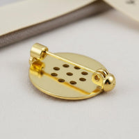 Perforated Disc Brooch Base DIY Craft Round Sew-on Pin Back Gold Tone