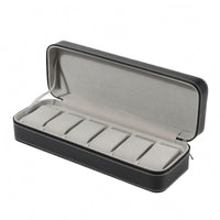 Zippered Watch Case Hinged Lid Padded Watch Organizer Rectangular