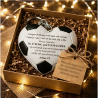Soccer Heart Keychain Lightweight Soccer Ball Heart Pendant Presentable Dimensional Ball Keychain for Backpack