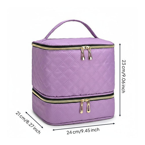 Double Layer Nail Polish Bag Portable Shoulder Strap 40 Bottle Nail Polish Case Large Capacity for Manicurists, Travel, Salon
