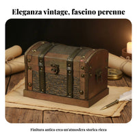 Wooden Treasure Chest Distressed Vintage Storage Chest Metal Look Trim Decorative Keepsake Box for Showcase Ornament