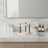 Cosmetics Organizer Rack Open Shelves Vanity Shelf Beaded-Design Posts