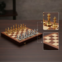 Chess Set with Storage Case Metal Chessboard Portable for Office, Collectors