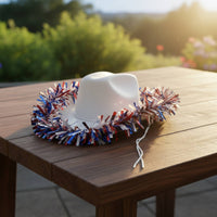 Festive Patriotic Cowboy Hat Lightweight Red White Blue Cowboy Hat Reusable for Independence Day, Parades, Parties