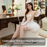 White Angel Costume Set Adjustable Lace-up Back Angel Costume Set Ethereal Look
