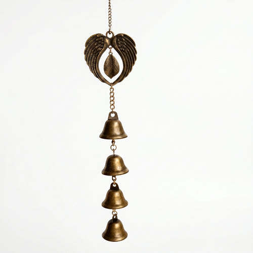 Bronze-Toned Angel Wing Wind Chime Home Decor Clear Ringing Sound for Garden